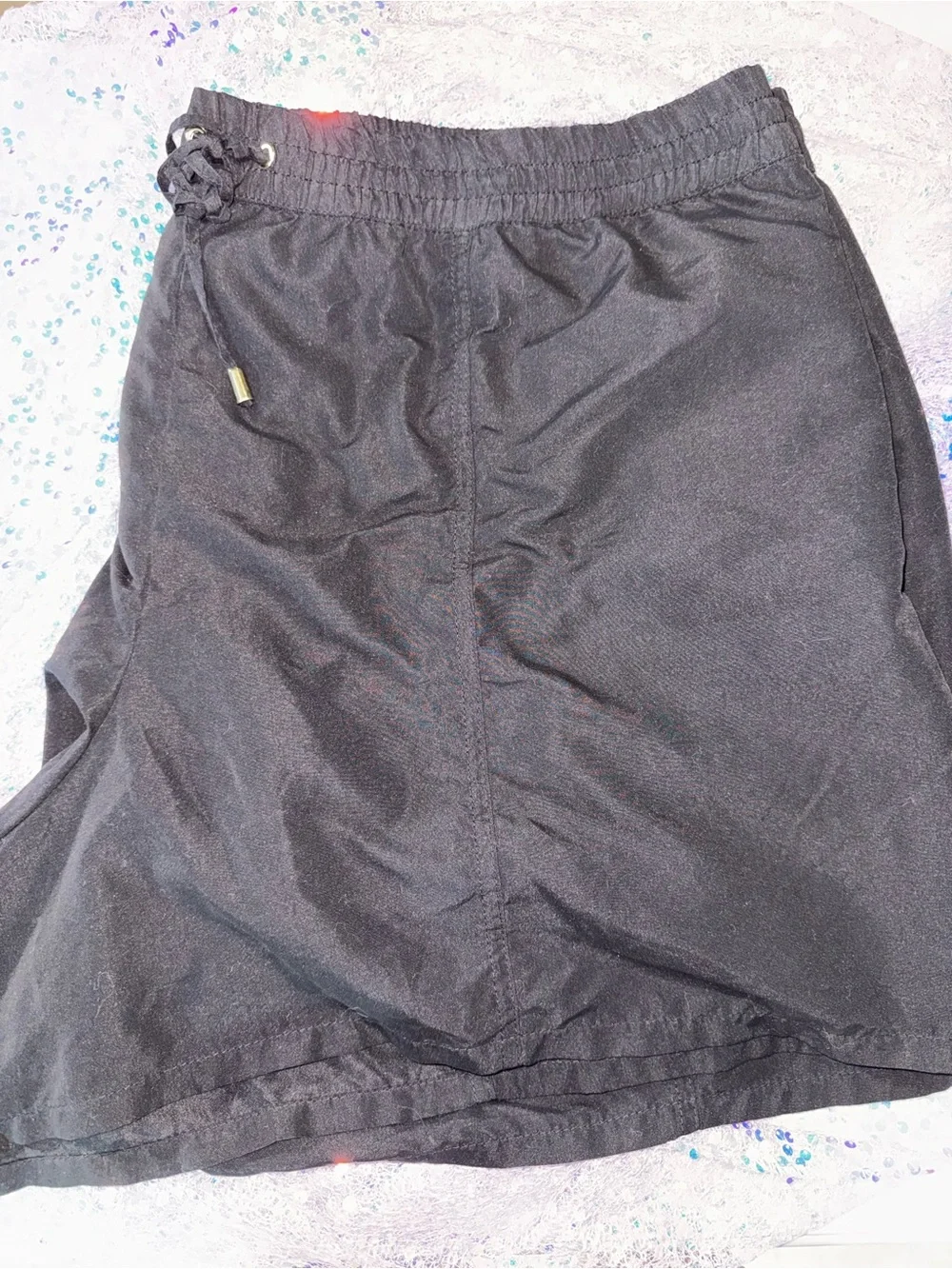 1692-Women's Black Swim Coverup Shorts with Drawstring